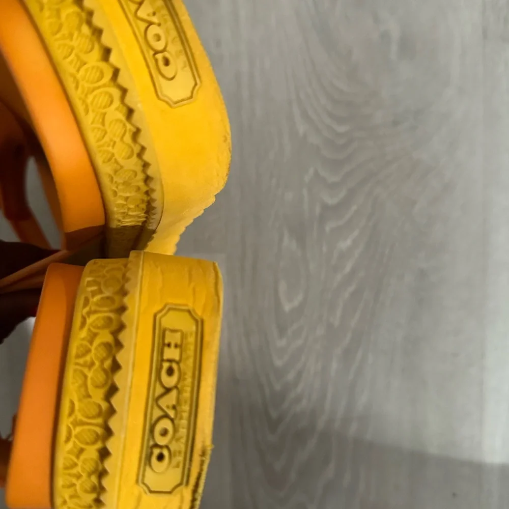 COACH Women Orange and Yellow Coach Sandals - Picture 4 of 6